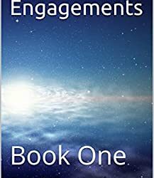 The image is an e-book cover with a background of a starry night sky fading into a dawn light near the horizon. The title "Return Engagements" is placed at the top in large white serif font. Below the title, the text "Book One" is written in a smaller size and also in white. At the bottom of the cover, the author's name, "Paul Rosenberg," is displayed in white with a modest font size, ensuring the title remains the focal point. The image evokes a sense of mystery and anticipation, suggesting themes of cosmic significance or journeys.